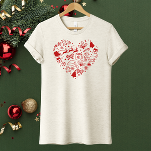 Holiday Heart on Heather Prism Natural Tee