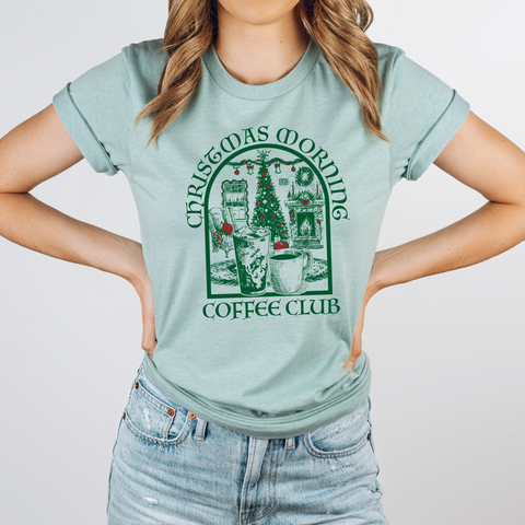 Christmas Morning Coffee Club on Winter Morning Blue Tee (BLACK FRIDAY EXCLUSIVE)