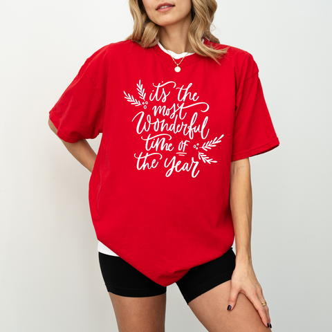 It's the Most Wonderful Time of the Year on Holly Red Tee - December Tee of the Month