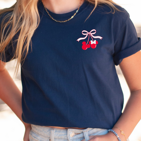 Magical Mouse Cherries  on True Navy Tee (Youth Sizes Available!) PREORDER