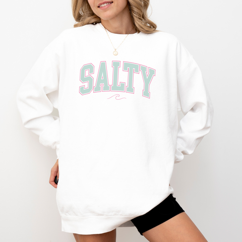 Salty on Beachy White Comfort Colors Sweatshirt PREORDER