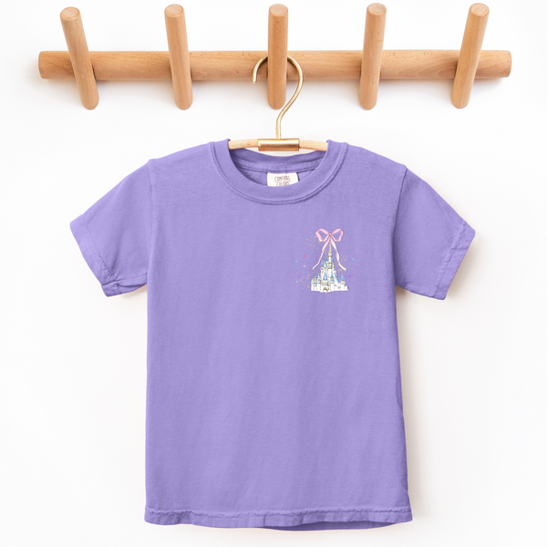 Castle With Bow on Violet Pocket Tee (Youth Sizes Available!) PREORDER