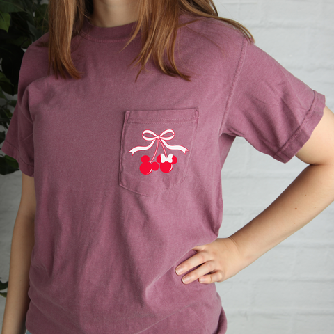Magical Mouse Cherries on Cherry Berry Pocket Tee PREORDER