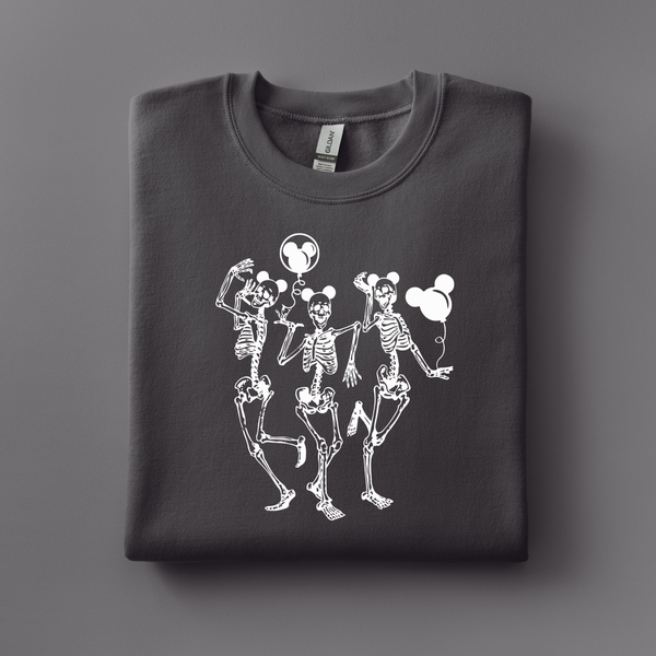 Skeletons With Balloons on Charcoal Sweatshirt PREORDER