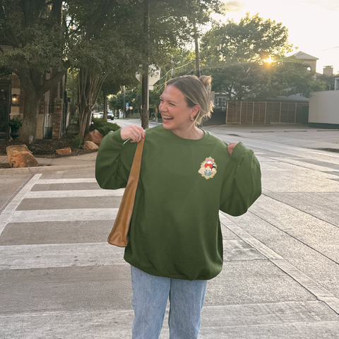 Halloween Sisters on Military Green Sweatshirt PREORDER