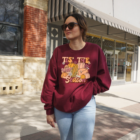 Thanksgiving 'Tis The Season on Maroon Sweatshirt PREORDER