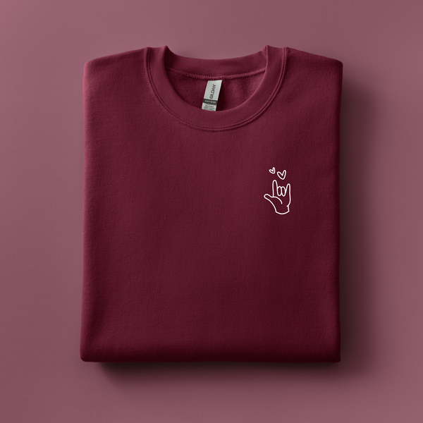 Love You Sign Language Embroidered Sweatshirt | Choose Your Color