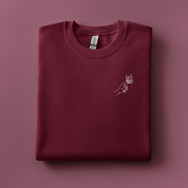 Hand with Butterfly Embroidered Sweatshirt | Choose Your Color