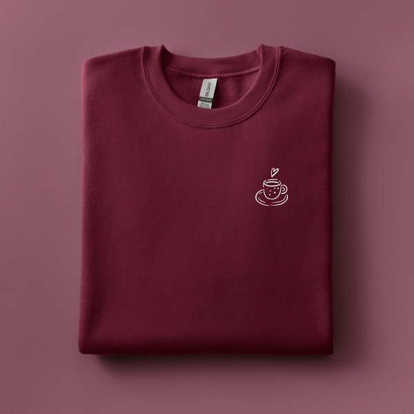 Cup of Coffee or Tea Embroidered Sweatshirt | Choose Your Color