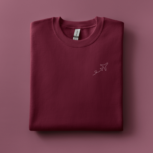 Airplane Embroidered Sweatshirt | Choose Your Color