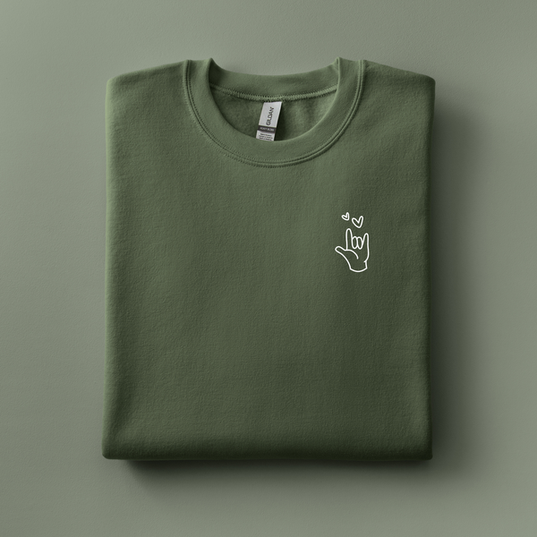 Love You Sign Language Embroidered Sweatshirt | Choose Your Color