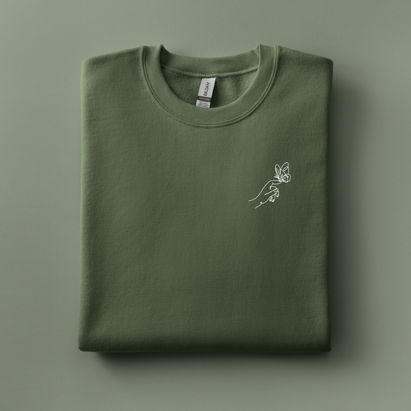 Hand with Butterfly Embroidered Sweatshirt | Choose Your Color