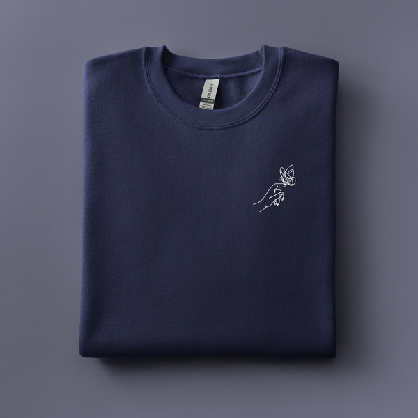 Hand with Butterfly Embroidered Sweatshirt | Choose Your Color