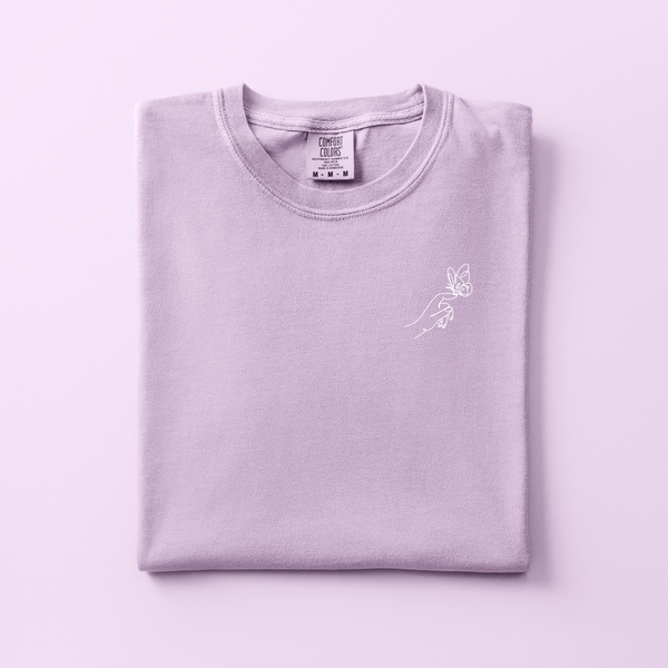 Hand with Butterfly Embroidered Tee | Choose Your Color