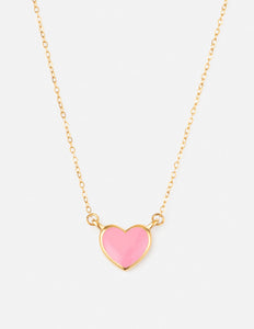 Pink Enamel Heart Necklace
