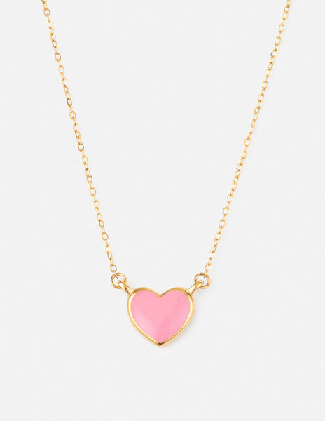 Pink Enamel Heart Necklace