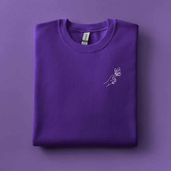 Hand with Butterfly Embroidered Sweatshirt | Choose Your Color