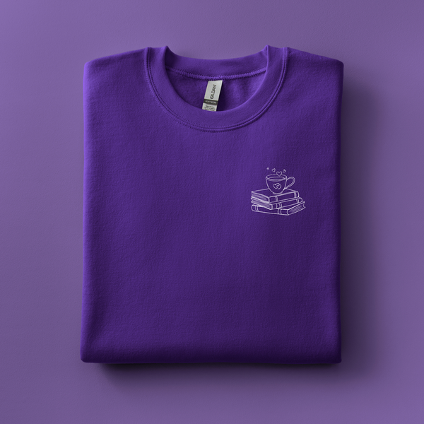 Coffee with Books Embroidered Sweatshirt | Choose Your Color