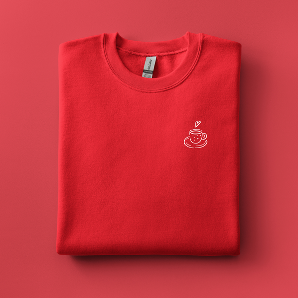 Cup of Coffee or Tea Embroidered Sweatshirt | Choose Your Color