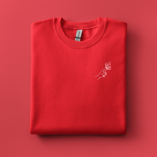 Hand with Butterfly Embroidered Sweatshirt | Choose Your Color