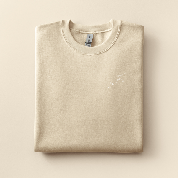 Airplane Embroidered Sweatshirt | Choose Your Color