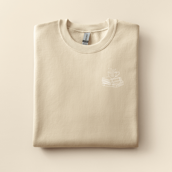 Coffee with Books Embroidered Sweatshirt | Choose Your Color