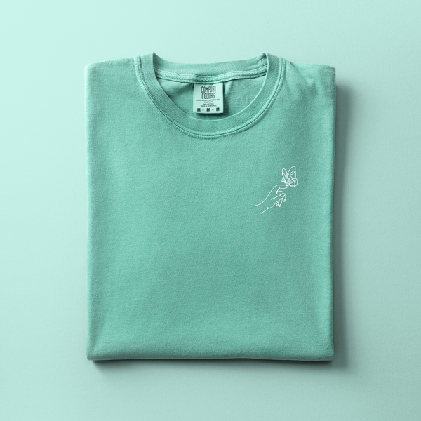 Hand with Butterfly Embroidered Tee | Choose Your Color