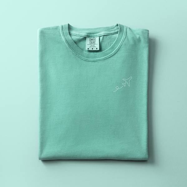 Airplane Embroidered Tee | Choose Your Color