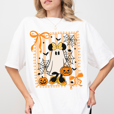 Halloween Minnie on White Tee PREORDER