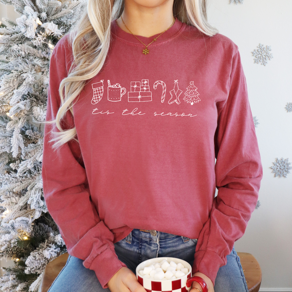 'Tis The Season With Icons on Long-Sleeved Brick Tee