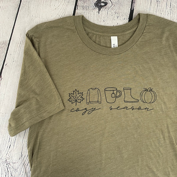 Cozy Season on Olive Heather Tee