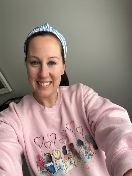 Princesses Holding Balloons on Light Pink Sweatshirt (FAMILY MATCHING AVAILABLE) PREORDER