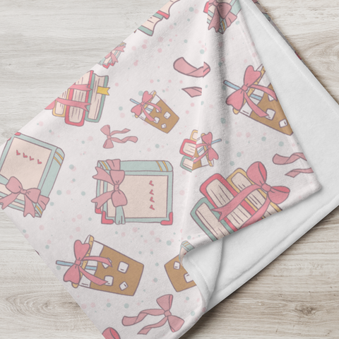 Girly Coffee and Books Throw Blanket