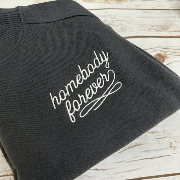 Homebody Forever on Cropped Charcoal Sweatshirt
